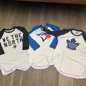Bundle of 3 Toronto sports 3/4 t-shirts